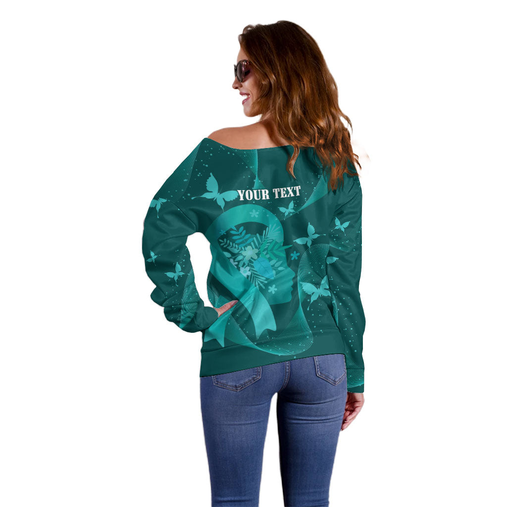 Australia Tourette Syndrome Support Acceptance Personalised Off Shoulder Sweater Butterfly Ribbon Art