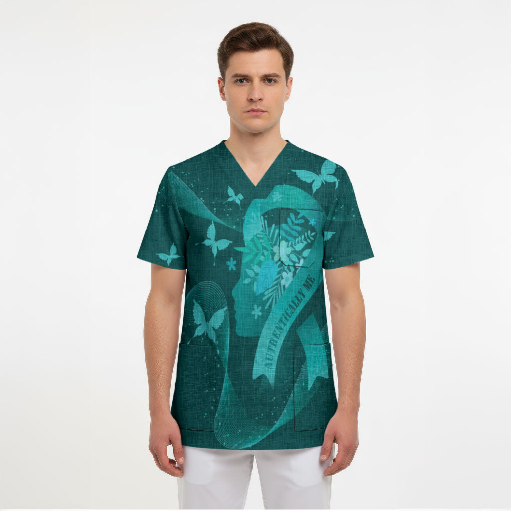 Australia Tourette Syndrome Support Acceptance Personalised Scrub Top Butterfly Ribbon Art