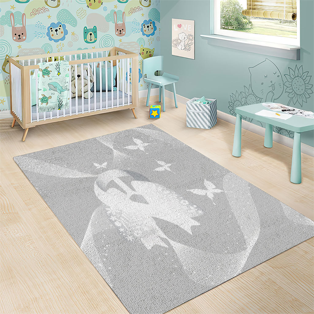 Australia Lung Cancer Support Area Rug Butterfly White Ribbon Art