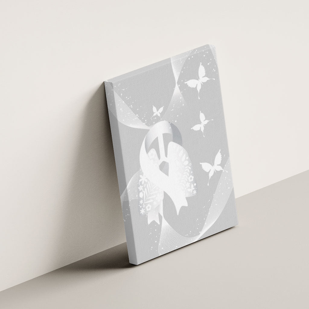 Australia Lung Cancer Support Canvas Wall Art Butterfly White Ribbon Art