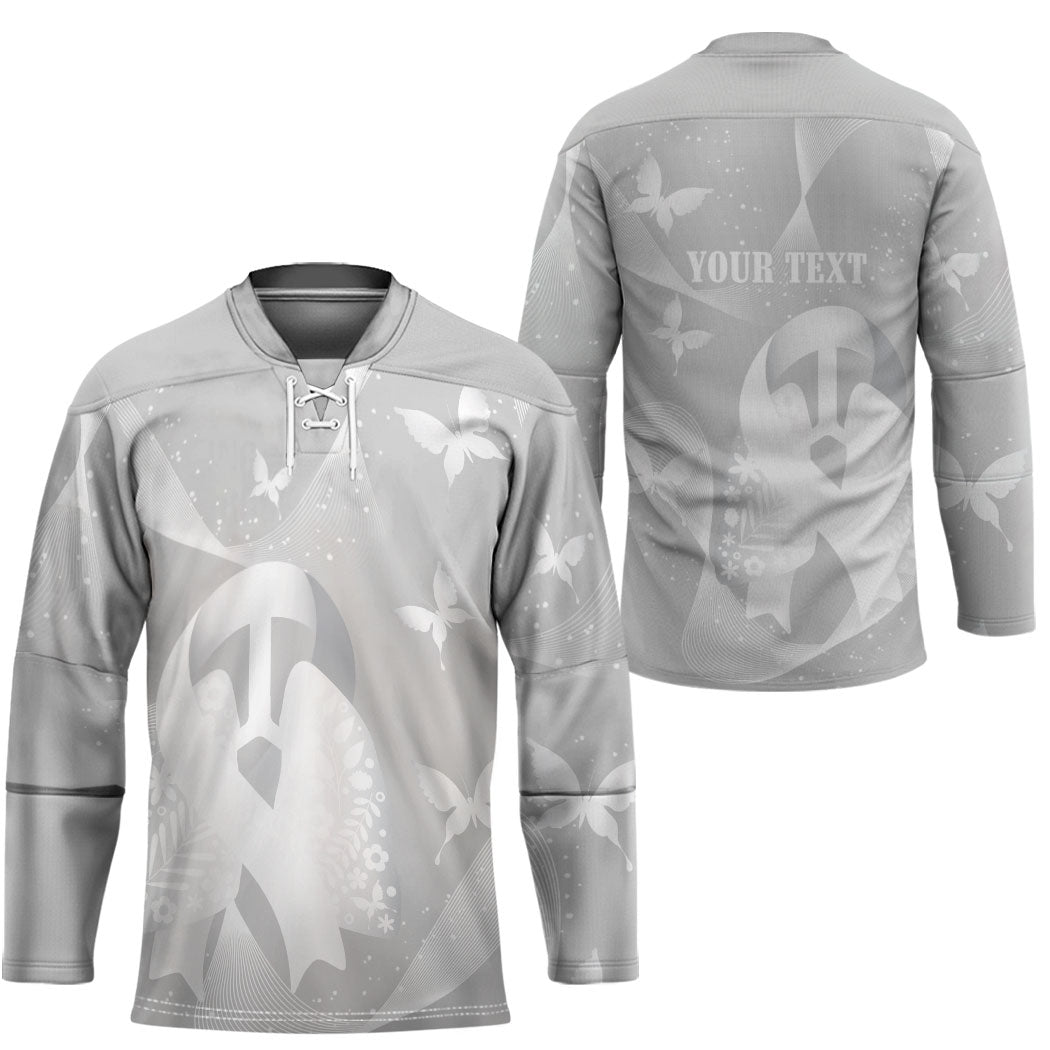 Australia Lung Cancer Support Personalised Hockey Jersey Butterfly White Ribbon Art