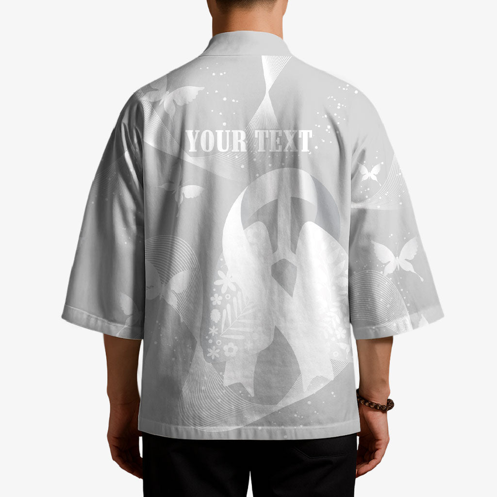 Australia Lung Cancer Support Personalised Kimono Butterfly White Ribbon Art