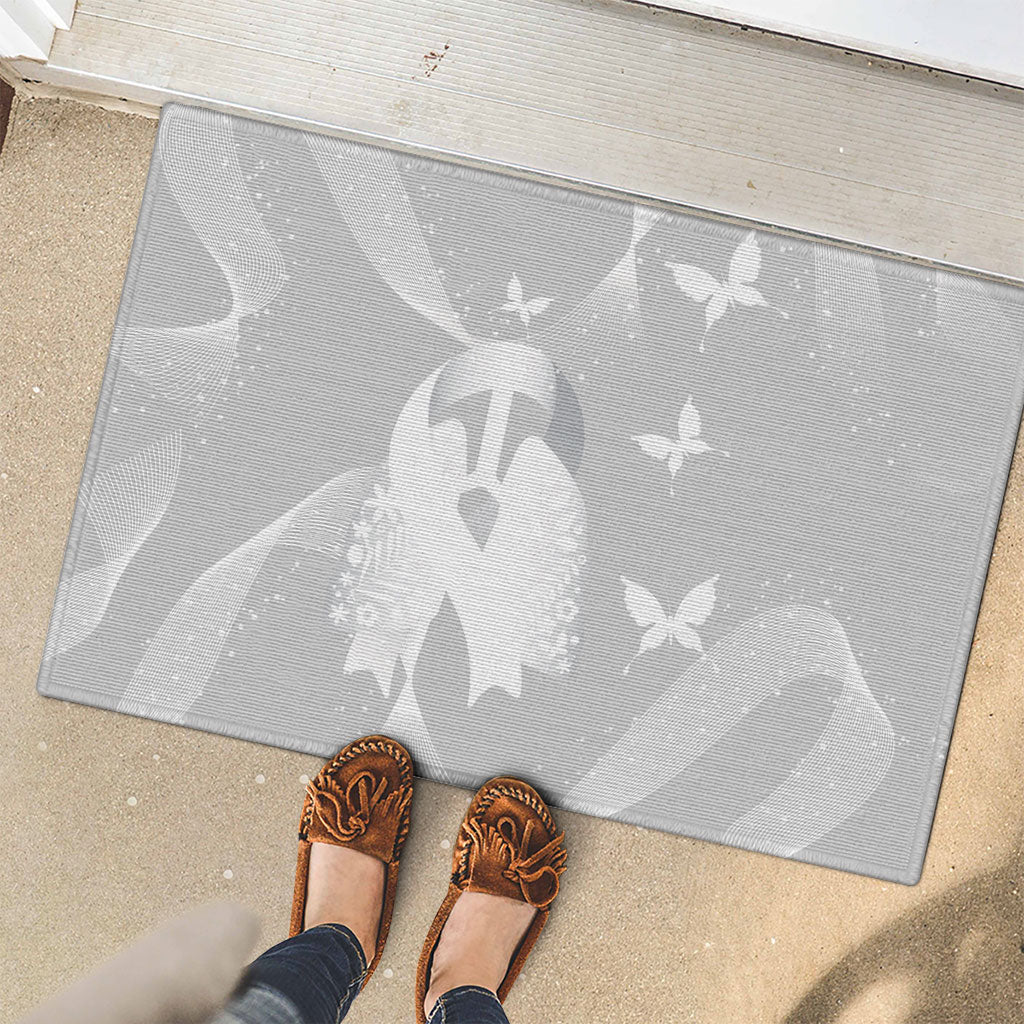 Australia Lung Cancer Support Rubber Doormat Butterfly White Ribbon Art
