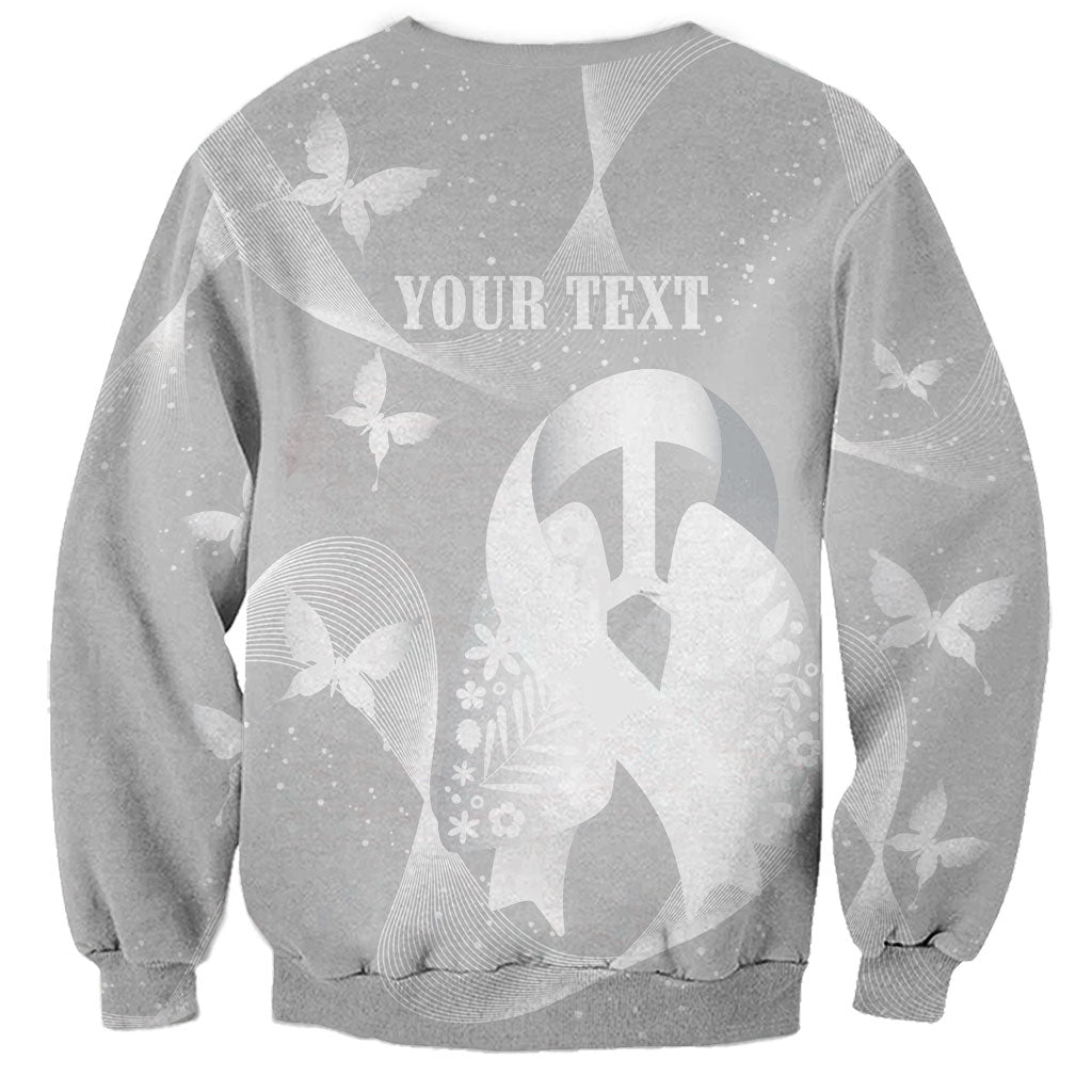 Australia Lung Cancer Support Personalised Sweatshirt Butterfly White Ribbon Art