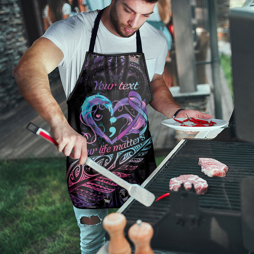 Personalised Your Life Matters Apron Suicide Prevention Support Semicolon Maori Heart