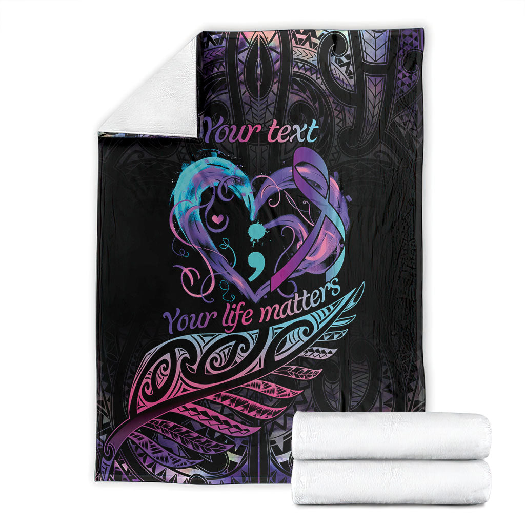 Personalised Your Life Matters Blanket Suicide Prevention Support Semicolon Maori Heart