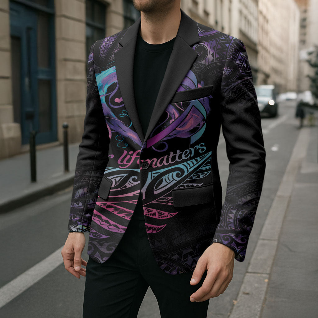 Personalised Your Life Matters Blazer Suicide Prevention Support Semicolon Maori Heart
