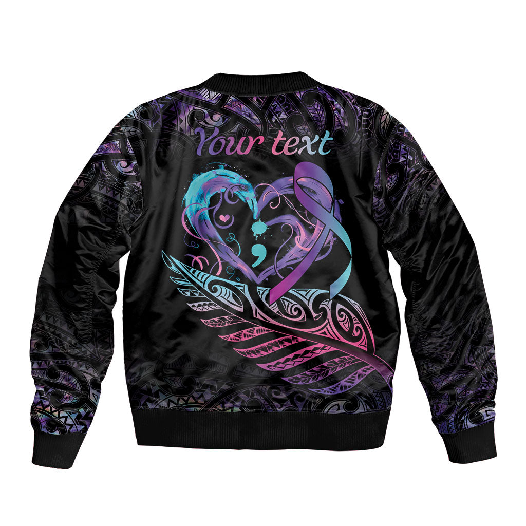 Personalised Your Life Matters Bomber Jacket Suicide Prevention Support Semicolon Maori Heart