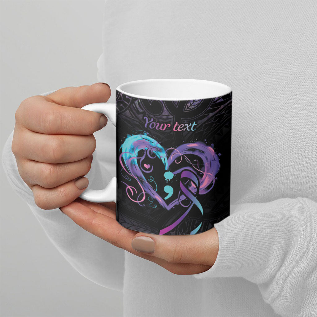 Personalised Your Life Matters Ceramic Mug Suicide Prevention Support Semicolon Maori Heart