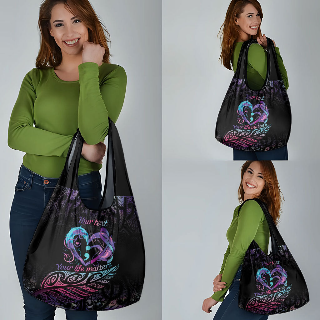 Personalised Your Life Matters Grocery Bag Suicide Prevention Support Semicolon Maori Heart