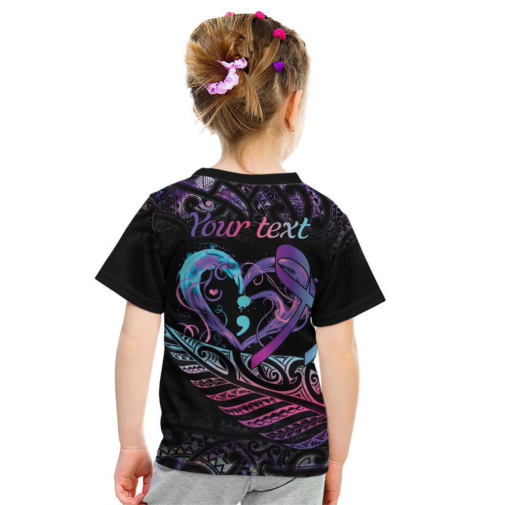 Personalised Your Life Matters Kid T Shirt Suicide Prevention Support Semicolon Maori Heart