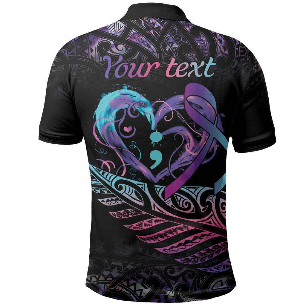 Personalised Your Life Matters Polo Shirt Suicide Prevention Support Semicolon Maori Heart