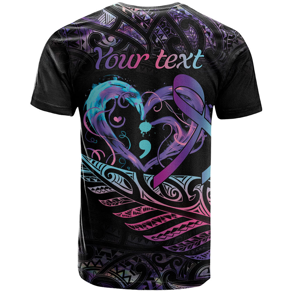 Personalised Your Life Matters T Shirt Suicide Prevention Support Semicolon Maori Heart