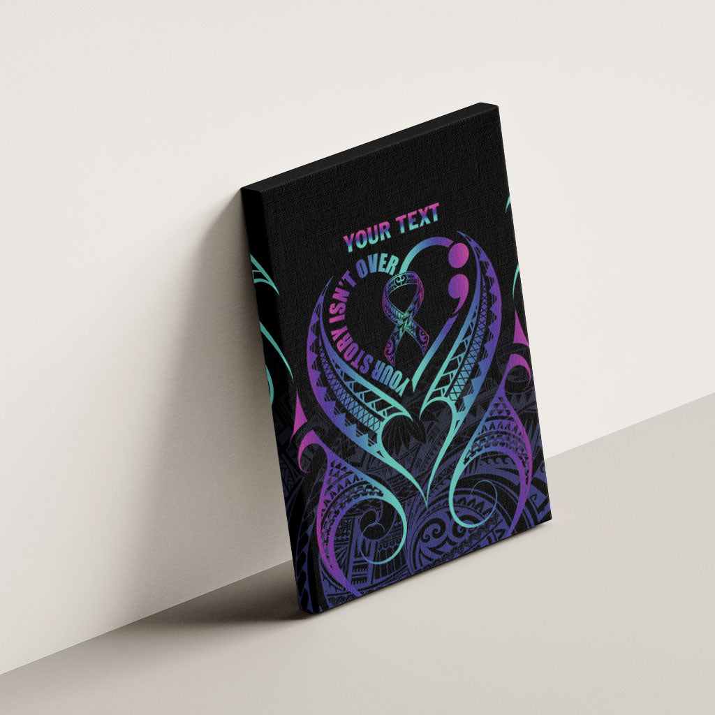 Personalised Your Story Isn't Over Canvas Wall Art Suicide Prevention Support Semicolon Polynesian Heart