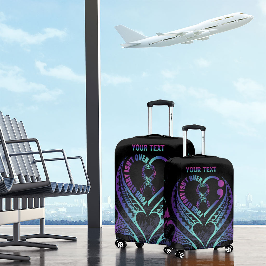 Personalised Your Story Isn't Over Luggage Cover Suicide Prevention Support Semicolon Polynesian Heart