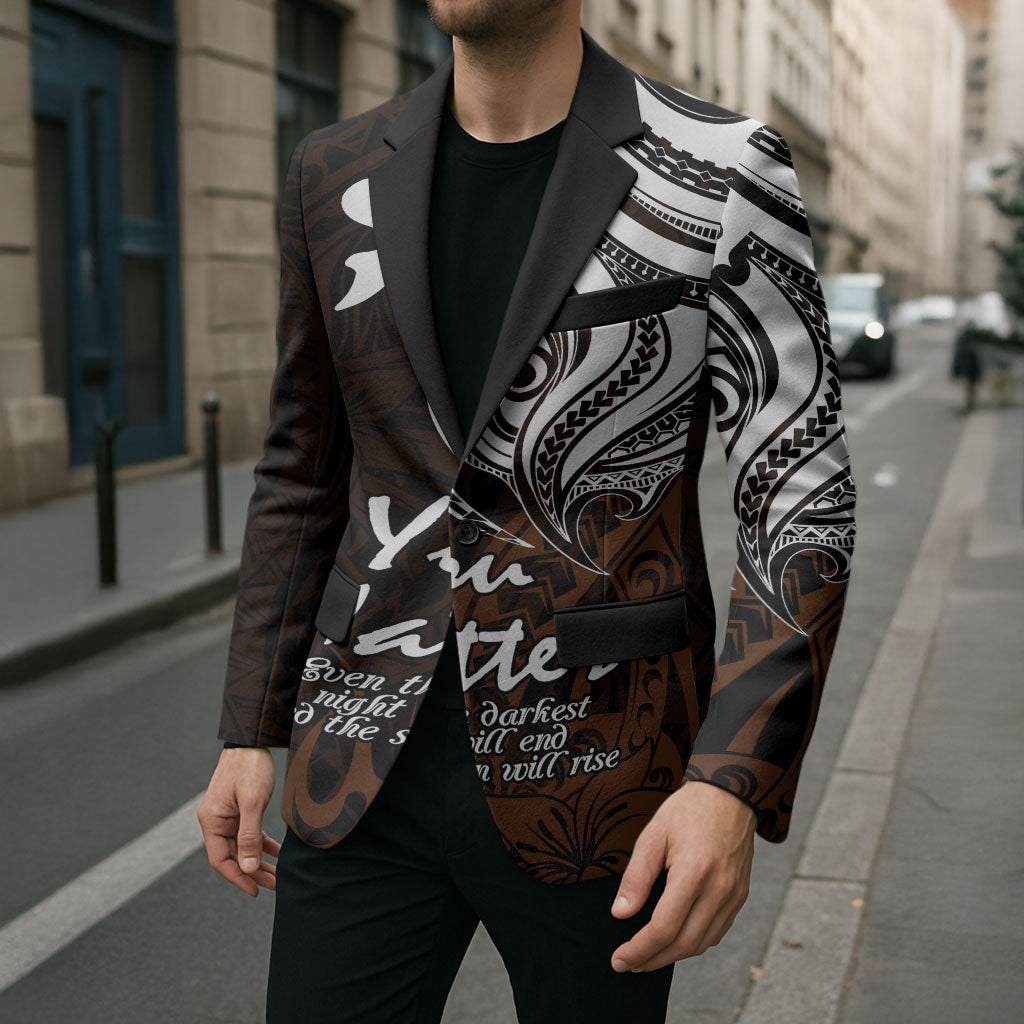 You Matter Suicide Prevention Support Blazer Gold Polynesian Tribal