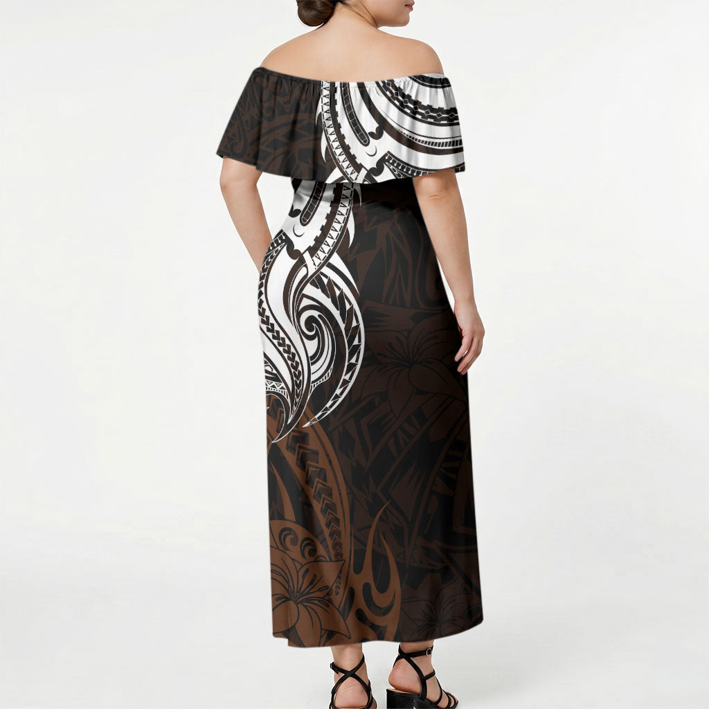 You Matter Suicide Prevention Support Off Shoulder Maxi Dress Gold Polynesian Tribal