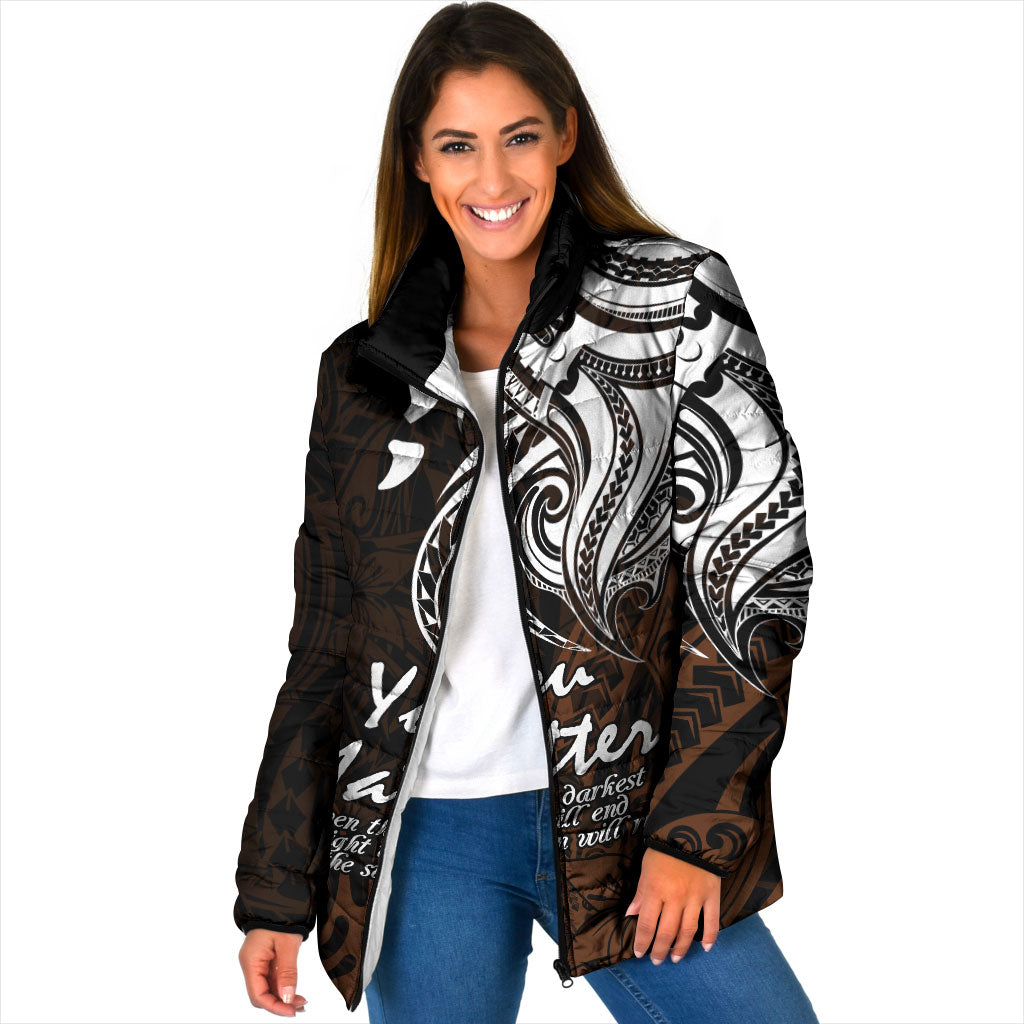 You Matter Suicide Prevention Support Padded Jacket Gold Polynesian Tribal