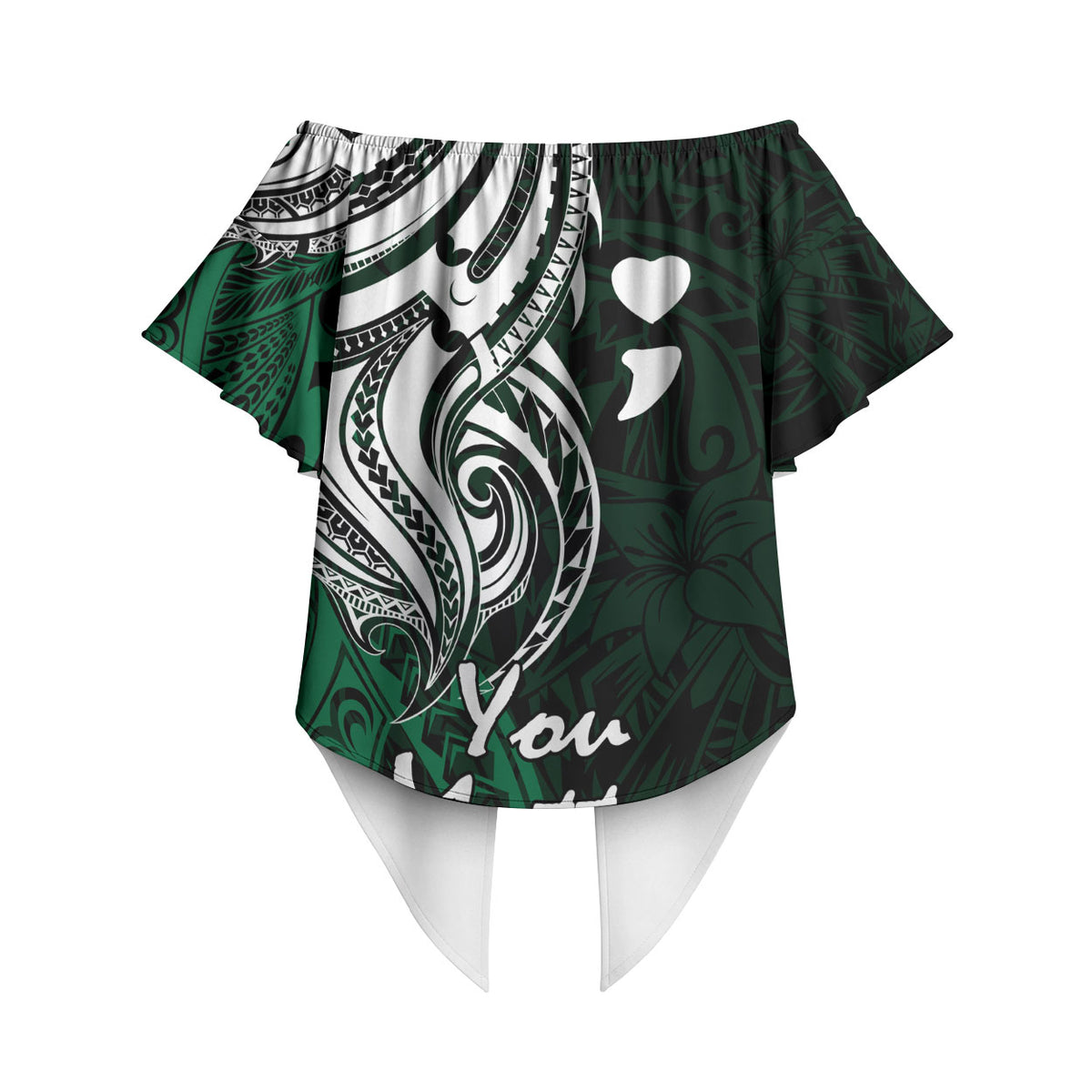 You Matter Suicide Prevention Support Off Shoulder Wrap Waist Top Green Polynesian Tribal