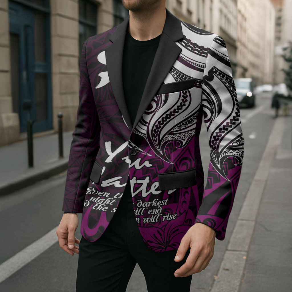 You Matter Suicide Prevention Support Blazer Pink Polynesian Tribal