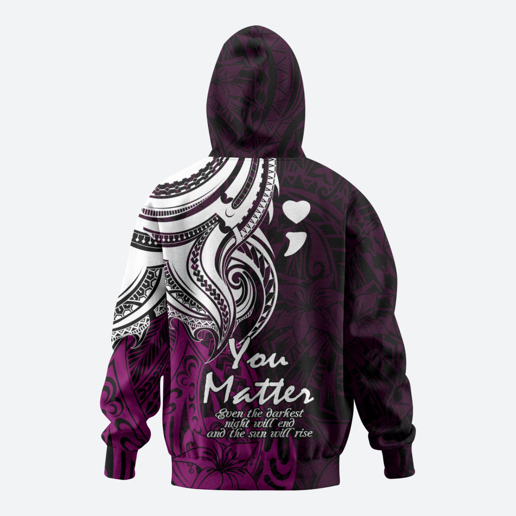 You Matter Suicide Prevention Support Hoodie Pink Polynesian Tribal
