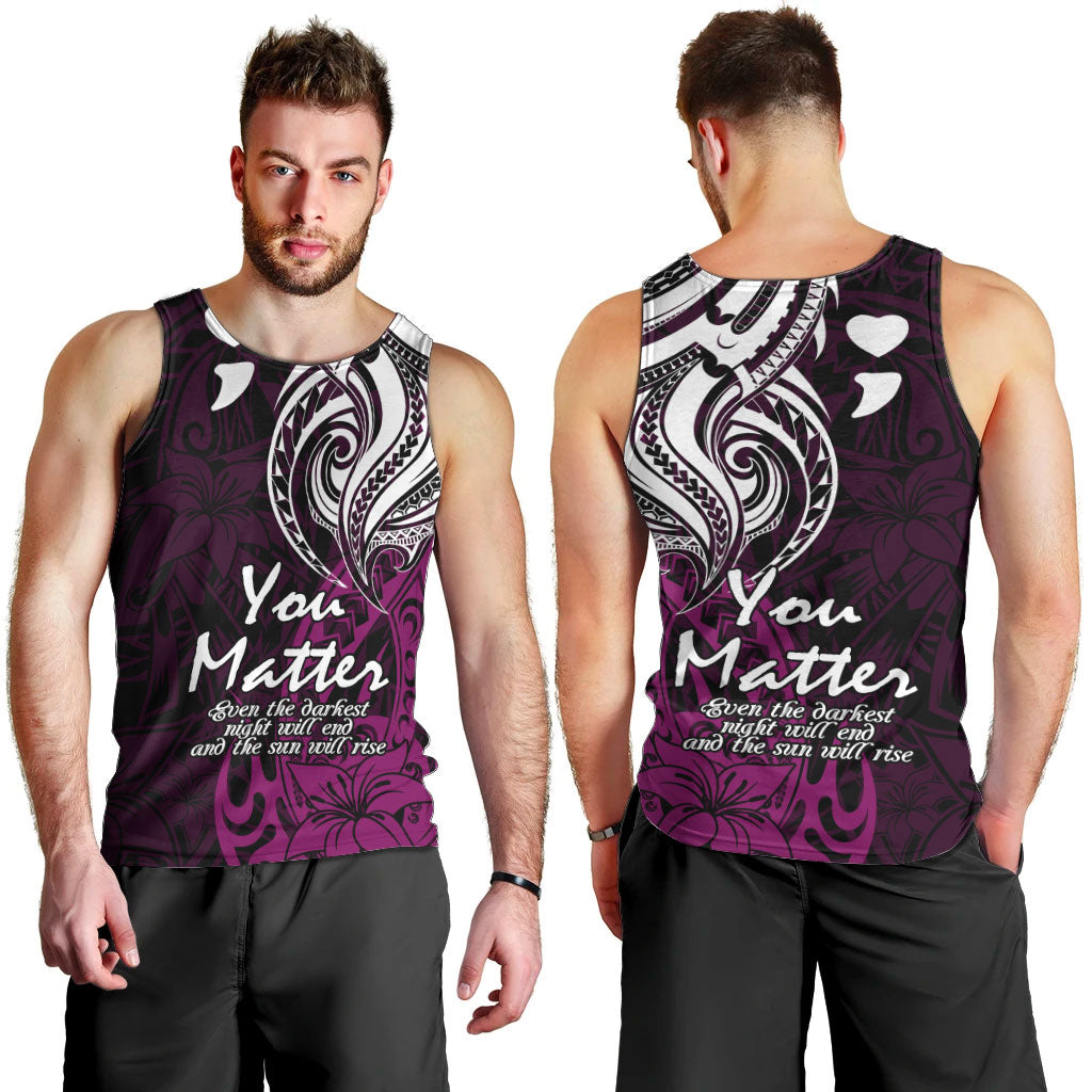 You Matter Suicide Prevention Support Men Tank Top Pink Polynesian Tribal