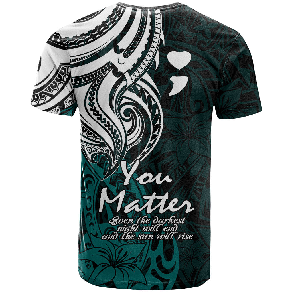 You Matter Suicide Prevention Support T Shirt Turquoise Polynesian Tribal
