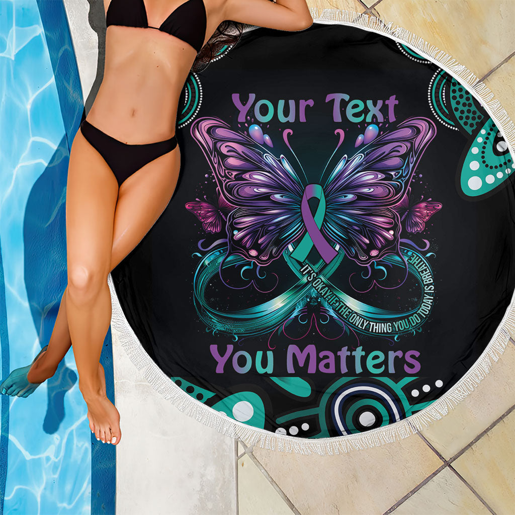 Personalised Hope Fight Suicide Prevention Support Beach Blanket Aboriginal Motif
