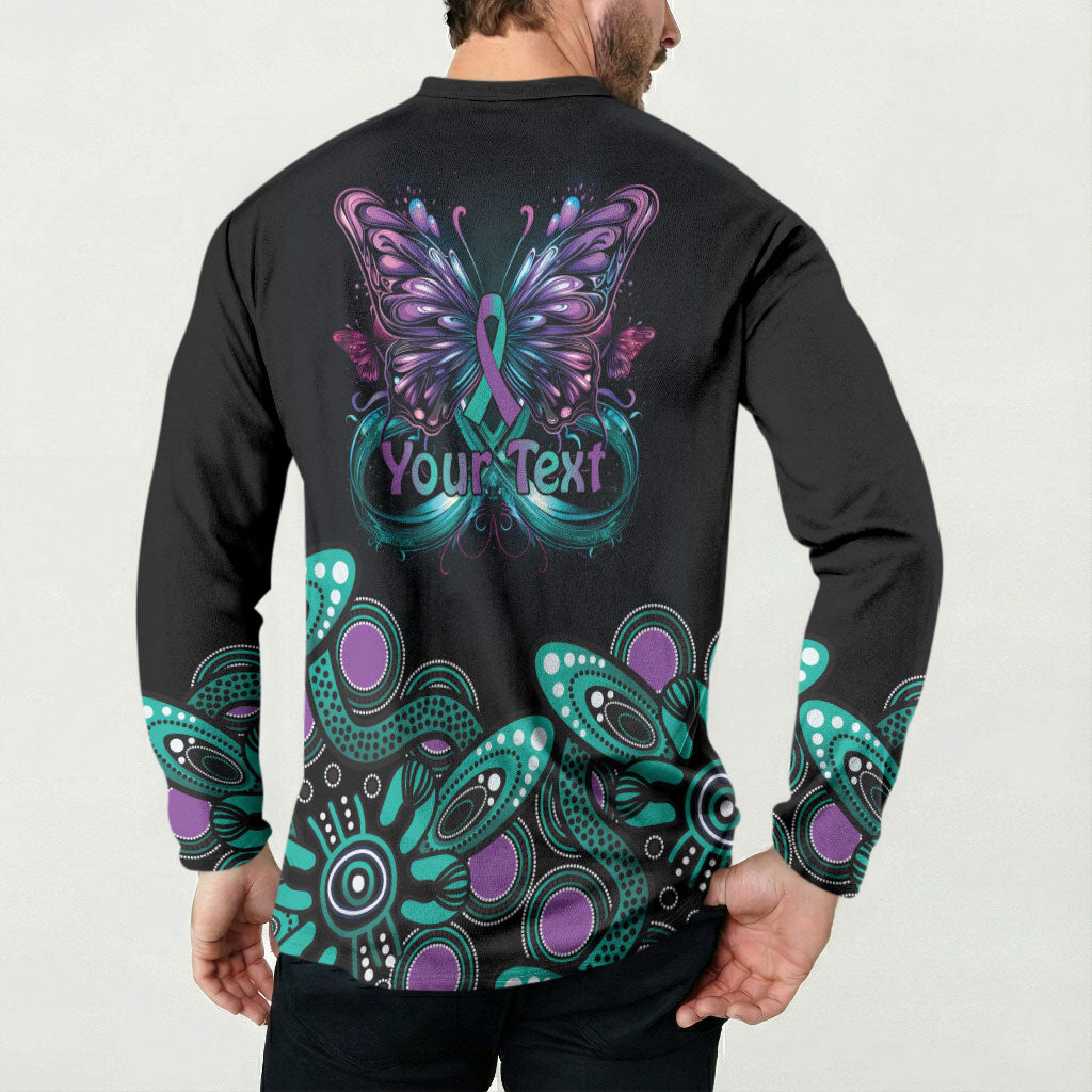 Personalised Hope Fight Suicide Prevention Support Button Sweatshirt Aboriginal Motif