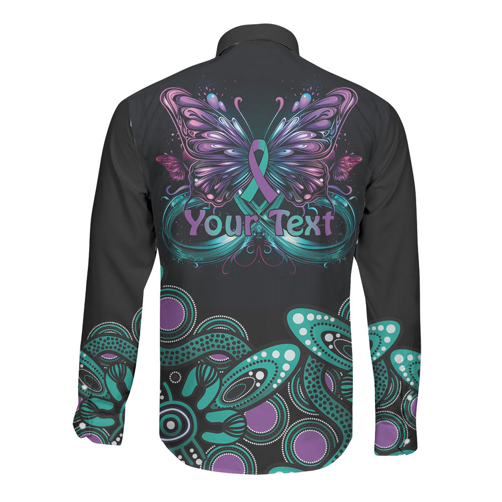 Personalised Hope Fight Suicide Prevention Support Long Sleeve Button Shirt Aboriginal Motif