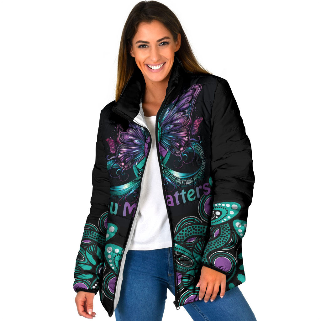 Personalised Hope Fight Suicide Prevention Support Padded Jacket Aboriginal Motif