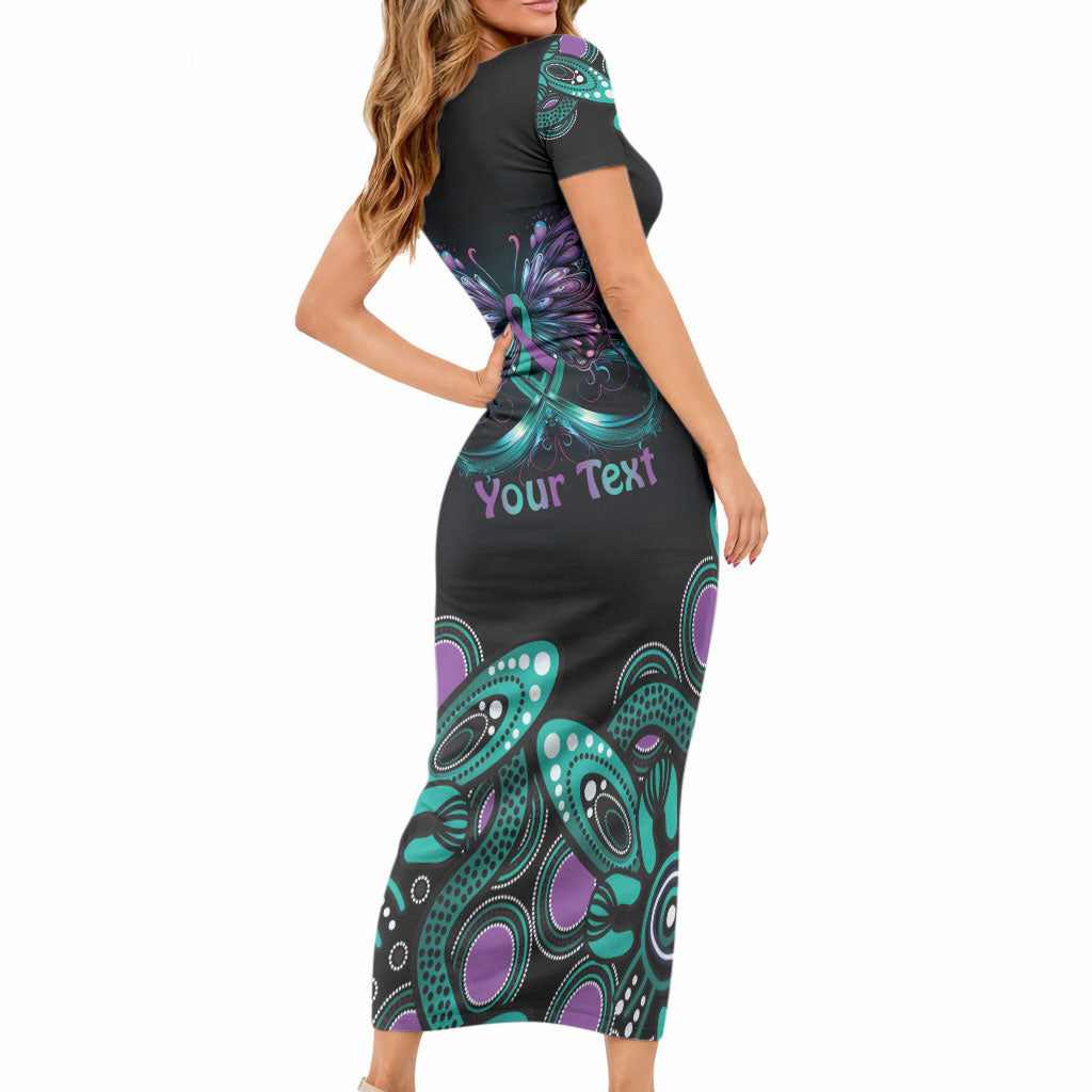 Personalised Hope Fight Suicide Prevention Support Short Sleeve Bodycon Dress Aboriginal Motif