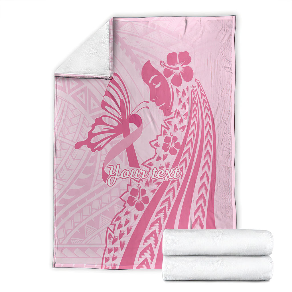 Pacific Girl and Butterfly Cancer Pink Ribbon Personalised Blanket