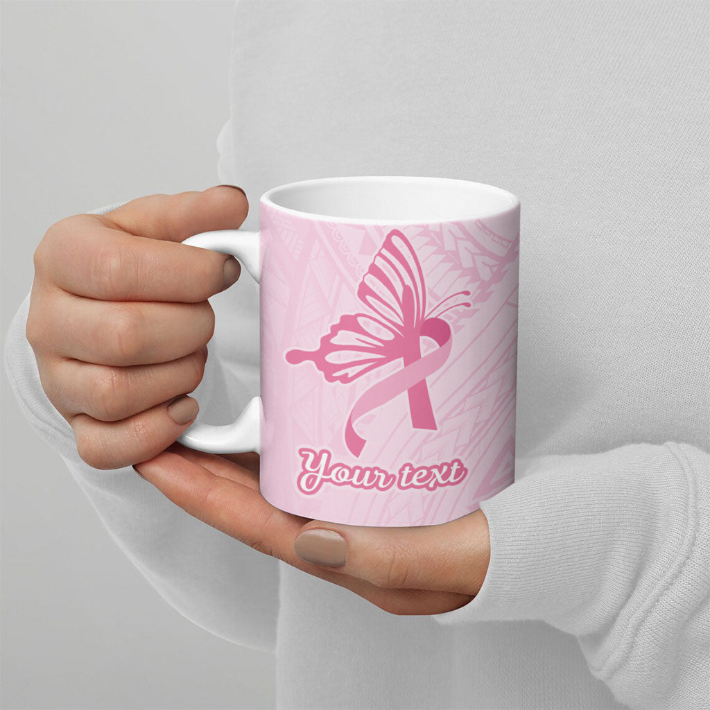 Pacific Girl and Butterfly Cancer Pink Ribbon Personalised Ceramic Mug
