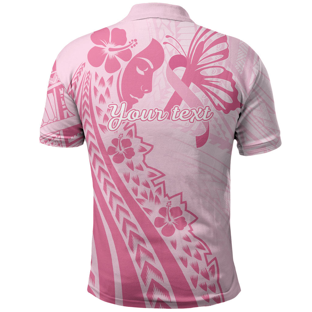 Pacific Girl and Butterfly Cancer Pink Ribbon Personalised Polo Shirt
