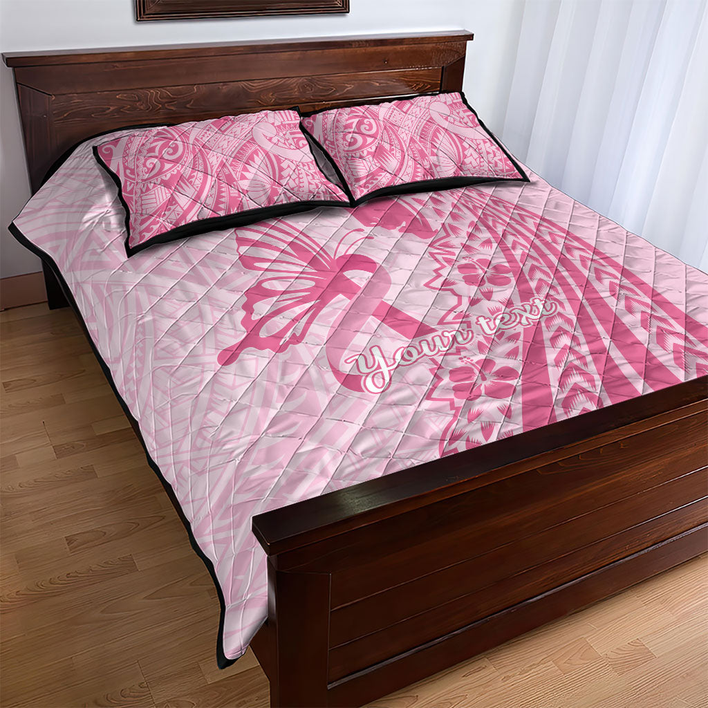 Pacific Girl and Butterfly Cancer Pink Ribbon Personalised Quilt Bed Set