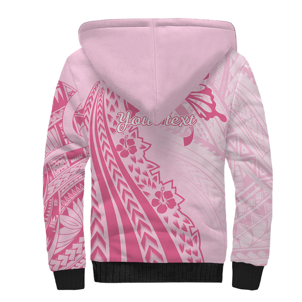 Pacific Girl and Butterfly Cancer Pink Ribbon Personalised Sherpa Hoodie