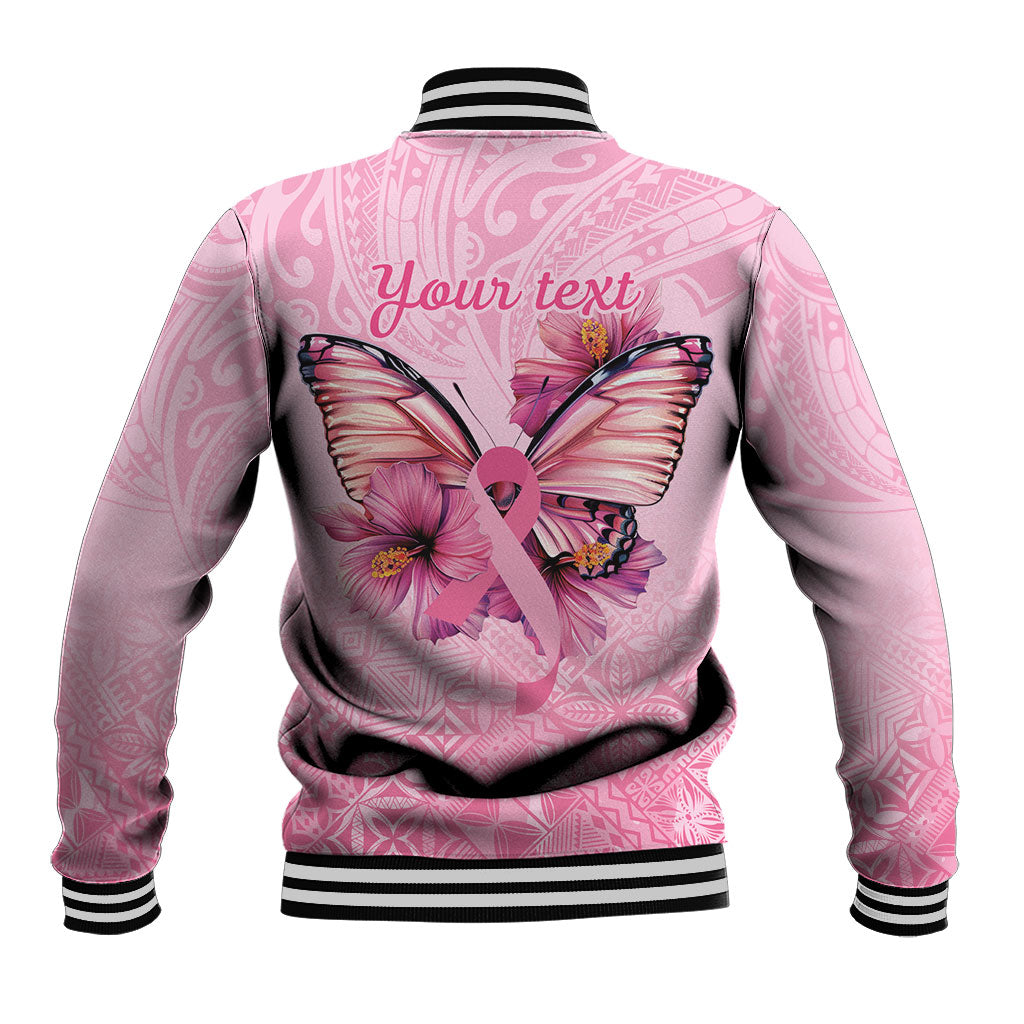 Faith Hope Love Butterfly Pink Ribbon Personalised Baseball Jacket Polynesian Tribal Pattern