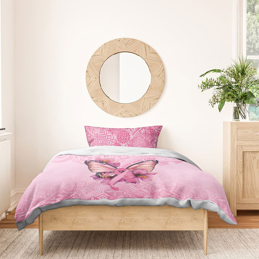 Faith Hope Love Butterfly Pink Ribbon Personalised Bedding Set Polynesian Tribal Pattern