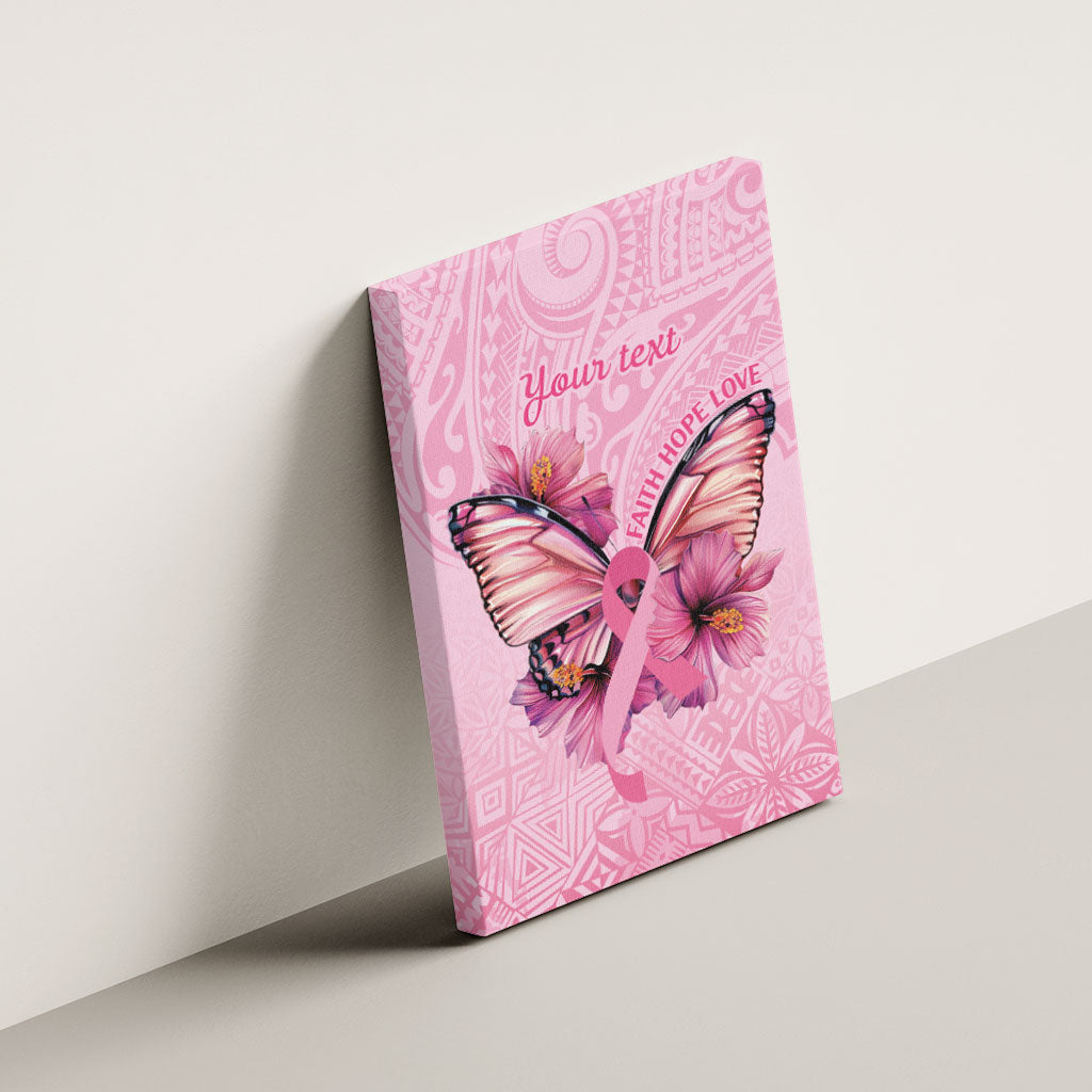 Faith Hope Love Butterfly Pink Ribbon Personalised Canvas Wall Art Polynesian Tribal Pattern