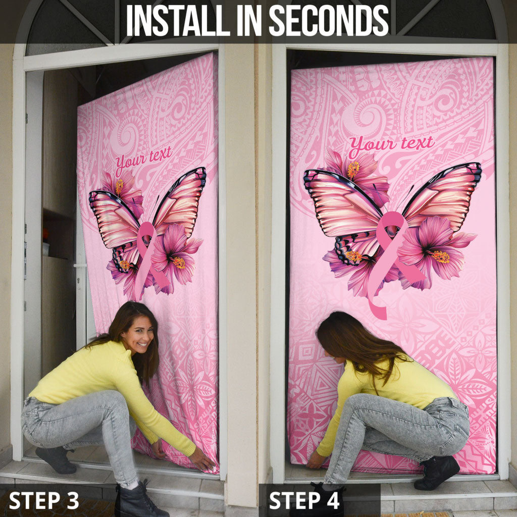 Faith Hope Love Butterfly Pink Ribbon Personalised Door Cover Polynesian Tribal Pattern