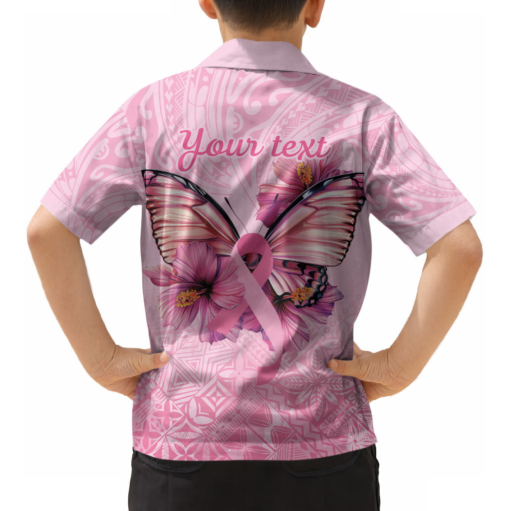 Faith Hope Love Butterfly Pink Ribbon Personalised Kid Hawaiian Shirt Polynesian Tribal Pattern