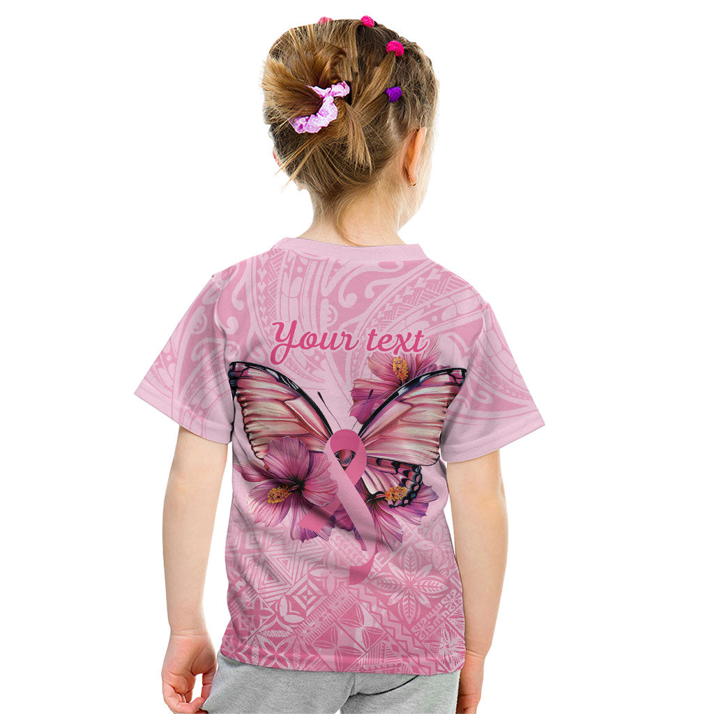 Faith Hope Love Butterfly Pink Ribbon Personalised Kid T Shirt Polynesian Tribal Pattern