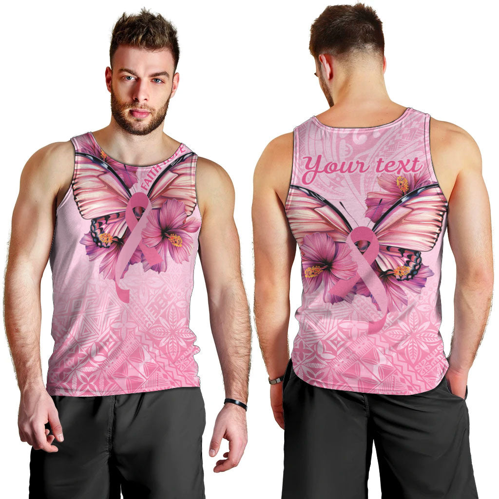 Faith Hope Love Butterfly Pink Ribbon Personalised Men Tank Top Polynesian Tribal Pattern