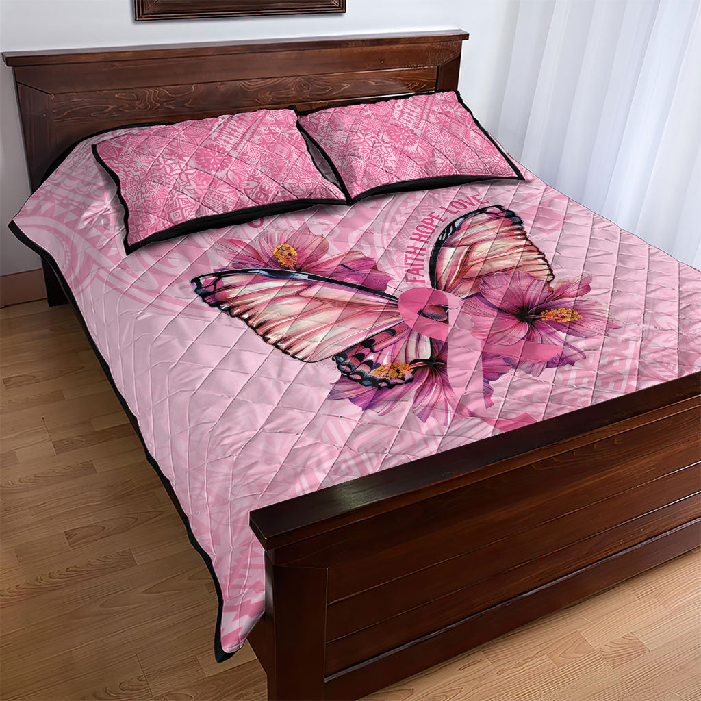 Faith Hope Love Butterfly Pink Ribbon Personalised Quilt Bed Set Polynesian Tribal Pattern