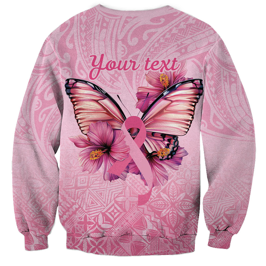 Faith Hope Love Butterfly Pink Ribbon Personalised Sweatshirt Polynesian Tribal Pattern