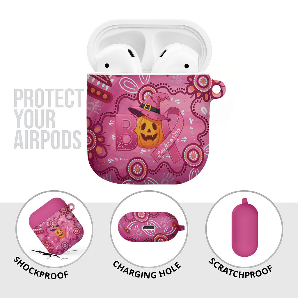 Boo for a Cure Pink Ghost AirPods Case Aboriginal Halloween Wear Pink