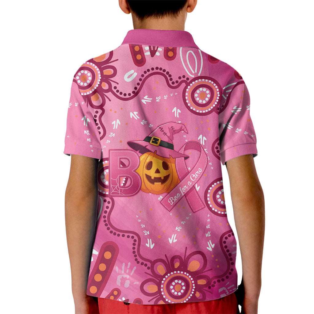 Boo for a Cure Pink Ghost Kid Polo Shirt Aboriginal Halloween Wear Pink
