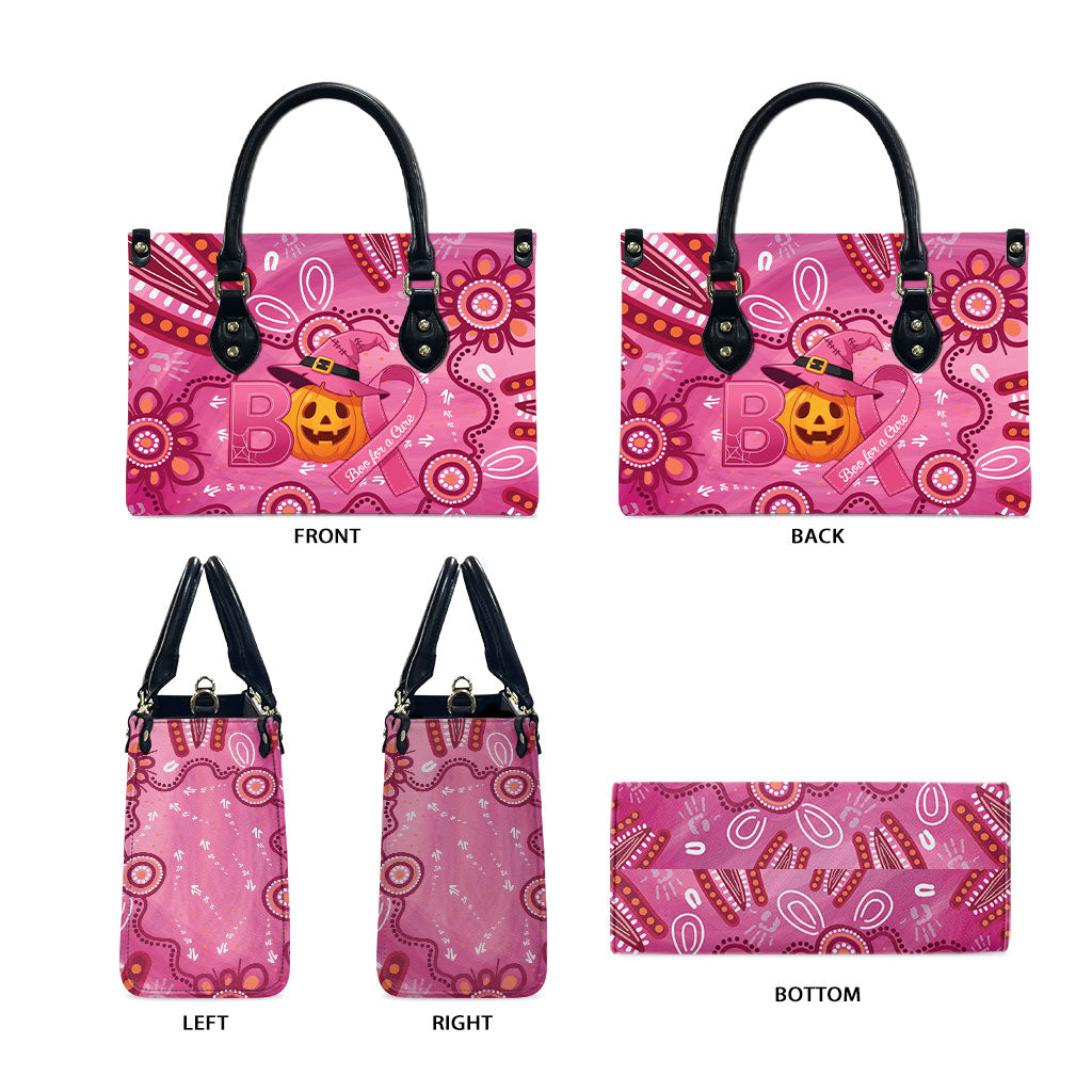 Boo for a Cure Pink Ghost Leather Bag Aboriginal Halloween Wear Pink