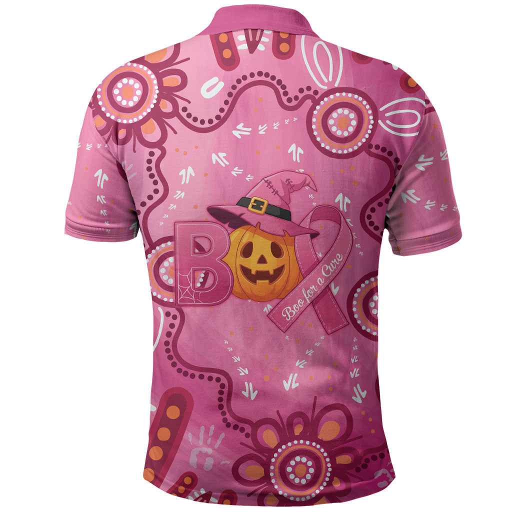 Boo for a Cure Pink Ghost Polo Shirt Aboriginal Halloween Wear Pink